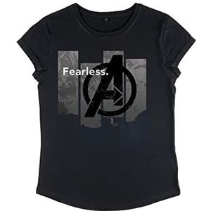 Marvel Dames Avengers: Endgame-fearless Women's Roll Sleeve T-Shirt, zwart, XL