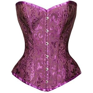 Bslingerie® Brocade bustier korset voor dames, Paarse brokaat, XXL