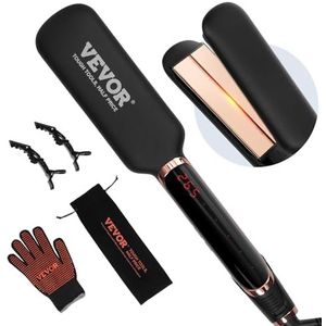 VEVOR Stijltang van titanium, 5,1 cm (2 inch), met infraroodtechnologie, negatieve ionen, platte stijltang, snel opwarmen, met lcd-display, 11 temperatuurniveaus voor reizen thuis