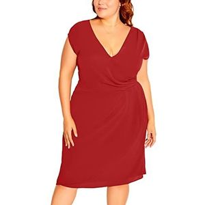 City Chic Women's Apparel Dames Dress Classic Wrap Jurk, Bruin (Henna), 46 meer