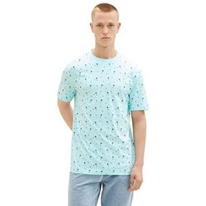 TOM TAILOR Denim Heren T-shirt met palmpatroon, 31913 - Blue Black Mini Palm Paisley, M