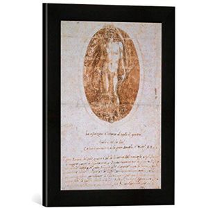 Ingelijste foto van Benvenuto Cellini ""Apollon met de pythonslang in de ovaal"", kunstdruk in hoogwaardige handgemaakte fotolijst, 30x40 cm, zwart mat