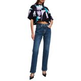 Karl Lagerfeld - Jeans - Blauw - High Rise Straight - Denim Met Split Rechte Pijpen