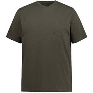 JP 1880 Basic T-shirt voor heren, halflange mouwen, V-hals, vlamjersey, tot 8 XL T-shirt, zwart, zwart, XL