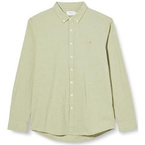 Farah - Heren katoenen shirt, Steen Slim Fit, geborsteld biologisch katoen casual shirt, mosgroen, L, Mos Groen, L