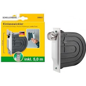 Schellenberg 50603 Rolluiken riemwikkelaar inbouwset, systeem Mini, gatafstand 11,8 cm, incl. muurkast, afdekplaat en rolluikgordel, wit
