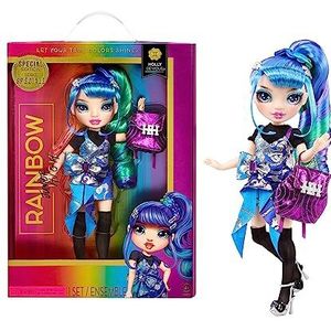 Rainbow Junior High Special Edition - HOLLY DE-VIOUS - 22,86 cm Blauw/Groene Poseerbare Modepop met Accessoires en Open/Close Zachte Rugzak - Geweldig Speelgoedcadeau voor Kinderen van 4-12 jaar