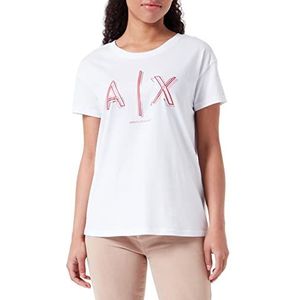 Armani Exchange Dames Boyfriend Fit, Bidimensional Logo Print T-Shirt, Wit, Extra Small, wit, XS
