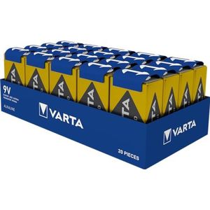 VARTA Batterijen Blokbatterijen 9V, verpakking van 20, Power on Demand, Alkaline, opbergpakket, slim, flexibel, krachtig, geschikt voor rookmelders, brandmelders [Exclusief bij Amazon]
