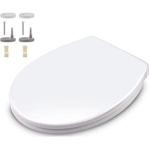 Himimi WC-bril met zachte sluiting, wc-bril met softclose-rem, toiletbril met snelle één-knopontgrendeling en verstelbaar scharnier, O-vormige toiletpot