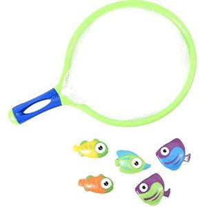 BLUE SKY - Visnet met 5 vissen - Behendigheidsspel voor buiten - 040093 - Kinder speelgoed - Vang vis - Blauw - Plastic - 30 cm - Vanaf 3 jaar