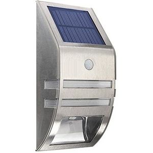 Maclean MCE118 S Solar LED-wandlamp, lamp, schemeringssensor, bewegingssensor, roestvrij staal