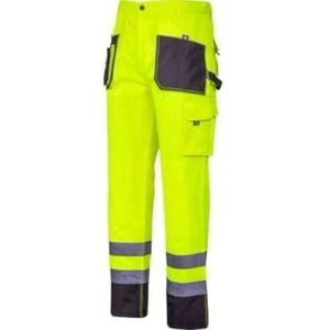 Lahti PRO Waarschuwingsbroek, zwart en geel, maat XXL, hoge zichtbaarheid, dubbel genaaid, instelling van de breedte, sleutel- en hamerstrik, veelkleurig, XXL