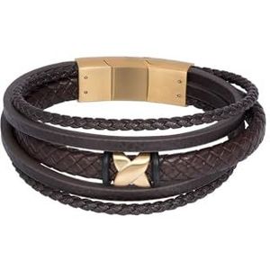 iXXXi Men Leren Heren armband Elias Goud Mat | 19cm