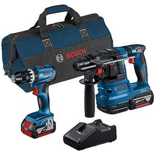 Bosch Professional combiset GSB 18V-45 + GBH 18V-22 (incl. 2 x 4,0Ah-accu, oplader GAL 18V-40, in gereedschapstas)