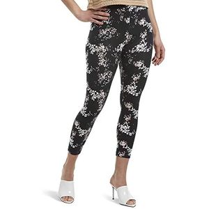 HUE Dames brede tailleband verduisterende katoenen capri leggings, diverse kousen, Aquarel Bloemen/Zwart, XS