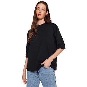 Trendyol Dames Rechte 3/4 Mouwen Plus Size T-shirts, zwart, M