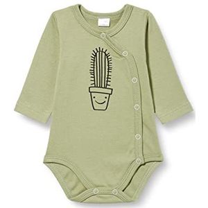 Pinokio Bodysuit Buttoned Long Sleeve Olivier, 100% katoen, Olive with Cactus, Jongens 62-92 (62), Olive Olivier, 62 cm