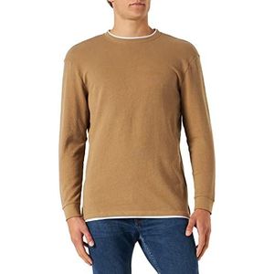 TOM TAILOR Denim Uomini Shirt met lange mouwen met structuur 1034000, 12912 - Splashed Clay Beige, L