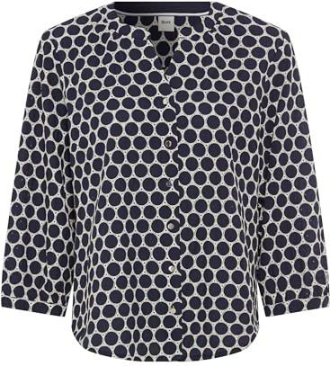 BRAX - STYLE.Velia - Blouse - Katoen - V-hals - Doorknoopsluiting - 3/4-mouw