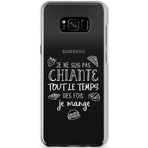 Zokko Beschermhoes voor Galaxy S8 Plus, met Franse opschrift, Je Suis pas Chiante Tout Le Temps des fois à la fois à la mange, zacht, transparant, inkt wit