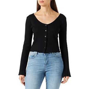 Urban Classics Dames Dames Cropped Rib Cardigan Sweatshirt, zwart, S