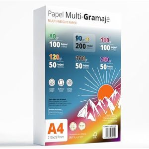 A4-vellen, multifunctioneel papier voor printer, schrijven, tekenen of knutselwerk, witte vellen, A4-papier voor thuisgebruik, school of bedrijf, kantoor (verpakking met meerdere gramgewicht 90 grams)