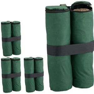 Relaxdays partytent gewichten - set van 4 - Oxford-weefsel - vullen met zand of stenen - groen