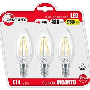Century box3-inm1 – 041427 Incanto LED Candle, E14, 4 W, 2700 K, 480 lm, Aluminium, wit, set van 3)