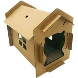 Croci - Kartonnen krabpaal voor katten, gesloten doos met omkeerbare 2-laags krabpaal, krabpaal voor volwassen katten, huisstijl, 42x35x50 cm
