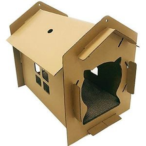Croci - Kartonnen krabpaal voor katten, gesloten doos met omkeerbare 2-laags krabpaal, krabpaal voor volwassen katten, huisstijl, 42x35x50 cm