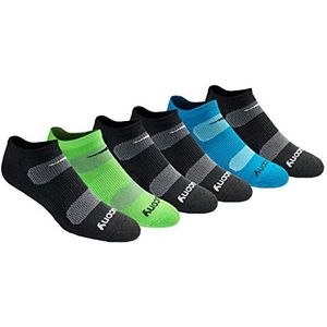 Saucony Multi-Pack Mesh Ventilating Comfort Fit Performance No-Show Sokken voor heren, Zwarte mode (6 paar), Large