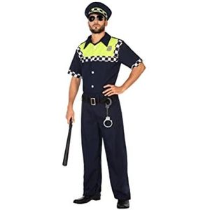 ATOSA 54742 kostuum police man XS-S, heren, zwart/geel
