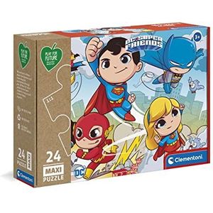 Clementoni Play for Future DC Super Friends-24 Maxi-onderdelen, 3 jaar, cartoonpuzzel, gemaakt in Italië, 24219, meerkleurig