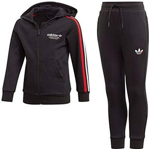 adidas GN7429 Hoodie Set FZ Tracksuit Unisex Child Top: Black Bottom: zwart 5-6 jaar