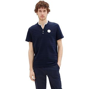 TOM TAILOR Heren Serafino T-shirt met kleine badge, 10668 - Sky Captain Blue, XL