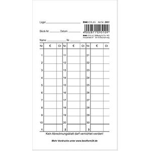 RNK 2951 - kassa-afrekening - blok, 50 vellen, 85 x 150 mm, 10 stuks