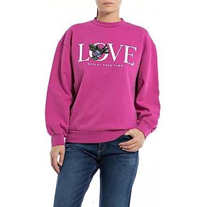 Replay Dames sweatshirt katoen Rose Label Collection, 106 Fairy Violet, XL