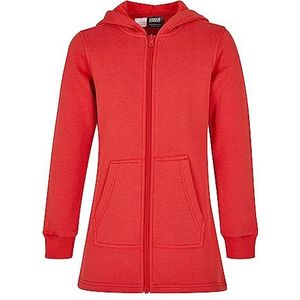 Urban Classics Meisjes sweatshirt-jack Girls Sweat Parka, lang gesneden, verlengde basic zip hoody, rood, maten 110/116-158/164, hugered, 134/140 cm