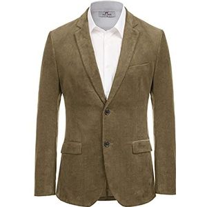 Paul Jones Casual Corduroy Blazer Jacket Slim Fit Two-Button Sport Coat, olijfbruin, XL