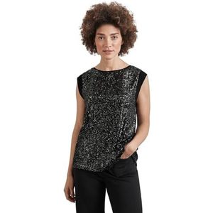 STREET ONE Party_pailletten top w.chiffon schouder, Sparkling Silver, 46