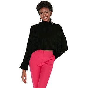 Trendyol Dames coltrui effen normale trui sweatshirt, zwart, S, Zwart, S