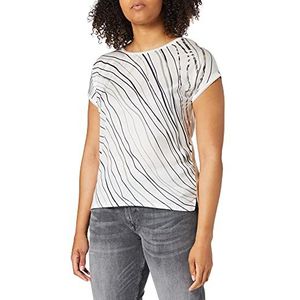 TOM TAILOR Dames T-shirt met patroon in materiaalmix 1025275, 10315 - Whisper White, XL