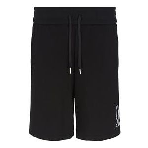 Armani Exchange The Grid herenshorts, duurzaam, flock logo patch shorts, zwart/gebroken wit, XS