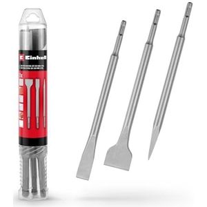 Originele Einhell 3-delige SDS-Plus beitelset, 250 mm (met puntbeitel, 20 mm brede platte beitel en 40 mm brede spadbeitel van duurzaam 40Cr staal voor sloop- en renovatiewerkzaamheden)