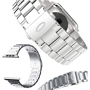 Trop Saint armband compatibel met Apple Watch (44 mm/42 mm) met metalen sluiting verstelbaar - kleur zilver - voor Apple Watch Series 1/2/3/4 Edition/Sport