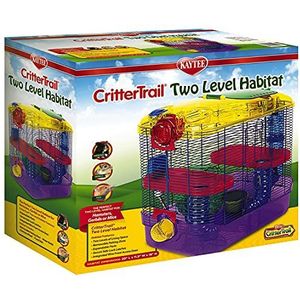 Kaytee Critter Trail-2, Habitatkooi met twee niveaus voor hamsters, Gerbils, muizen, smalle draadafstand