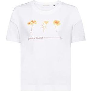 edc by Esprit T-shirt met bloemenprint op de borst, wit, XS