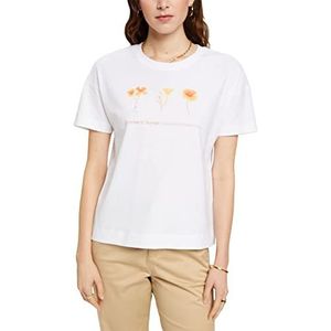 edc by Esprit T-shirt met bloemenprint op de borst, wit, XS