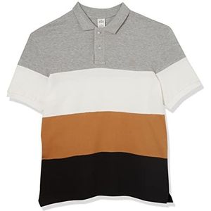 Springfield Piqué poloshirt blokken kleur overhemd, zwart, standaard voor heren, Blanco Y Gris, S